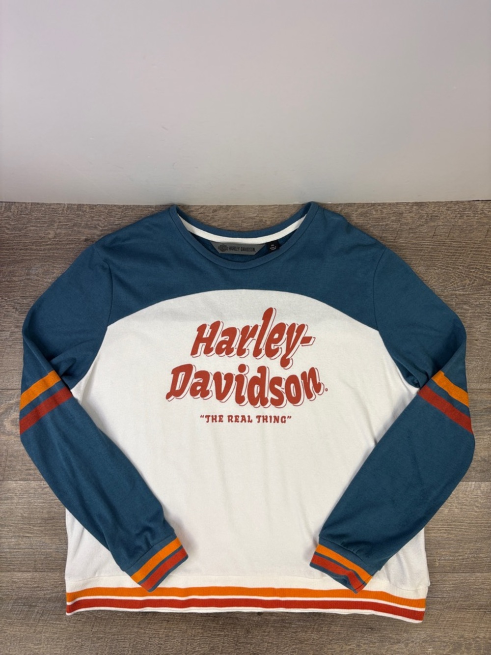 Harley-Davidson Colorblock Sweatshirt “The Real Thing” Graphic Pullover 2XL